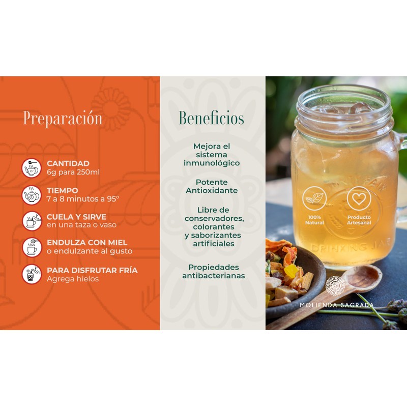 Molienda Sagrada, Tisana Cítricos, Infusión Frutal 100% Natural, 150 gramos