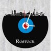 bigcopy e.K. Rostock Skyline Wall Clock, Blue/White, Football Clock, High-Quality
