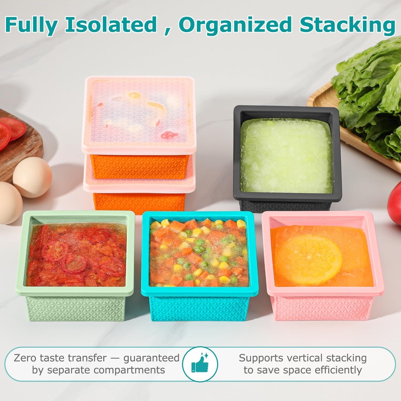 Silicone Freezer Molds for Soup Cube - 2-Cup Freezer Storage