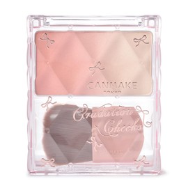 Canmake Gradient Cheeks 02, Momo Milk Tea, 0.2 oz (5.2 g), Cheek & Highlights, 3D Gloss, Fluffy, Smooth, High Color, Coral