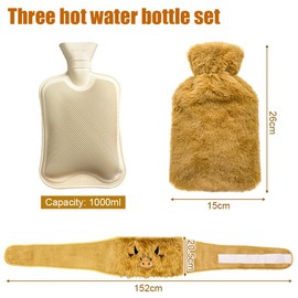Hot Water Bottle Belt, Hot Water Bottle with Cover, Heat Belt Period, Heat Cushion for Stomach, Back, Shoulder, Neck, Hot Water Bottle, Long Hot Water Bottle, Large Hot Water Bottle, Animal