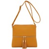 DELUXITY Lightweight Medium Crossbody Bag with Tassel (Mustard)