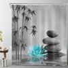 LB Zen Spa Shower Curtain Grey Bamboo Stone with Teal