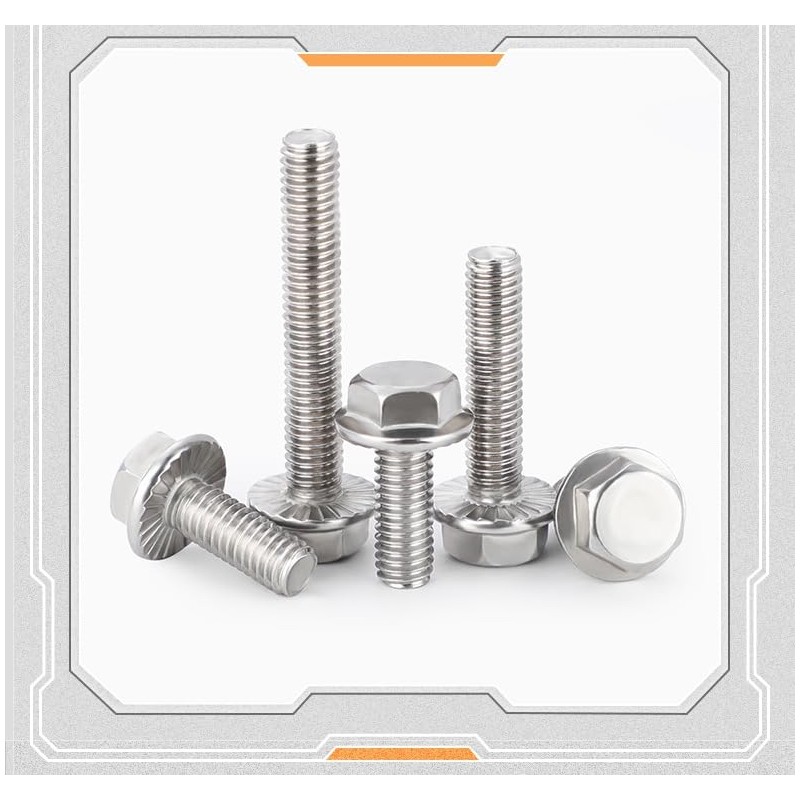cSeao M6-1.0 x 16mm Flanged Hex Head Bolts Flange Hexagon