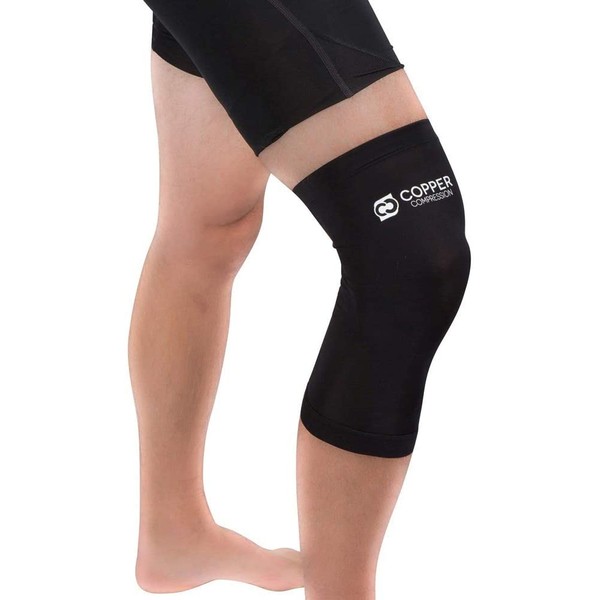 Copper Compression Recovery Knee Sleeve - Guaranteed Highest Copper Content Knee Brace. Support Stiff and Sore Muscles and Joints. for Running, Jogging, Hiking, Arthritis, ACL. Fit for Men and Women