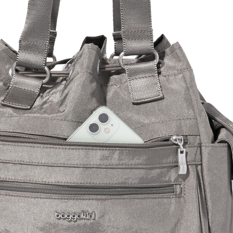 Baggallini Women's Modern Everywhere Drawstring Tote, Sterling Shimmer