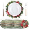AmazingSpark 100 Pcs Christmas Paper Placemats 13 Inch Disposable Poinsettia