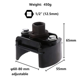 SagaSave 2 Jaw Adjustable Oil Filter Wrench, Cap Socket Housing Removal Tool for 60-80mm Oil Filters, Universal 1/2" Drive Auto Repair Tool