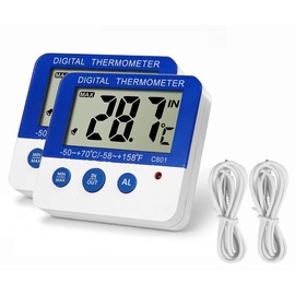 Fridge Freezer Thermometer Max/Min Memory Refrigerator Thermometer High & Low Temperature Alarms Settings with LED Indicator Fridge Thermometer with Magnetic,Stander, 2pack Nithing
