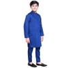Boys Plain Soft Blended Cotton Ink Blue Kurta With Trouser