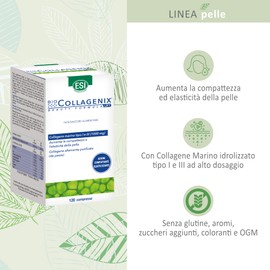 ESI, Biocollagenix, Integratore Alimentare a Base di Collagene Marino Idrolizzato 1000 mg, Dona una Pelle Compatta ed Elasticità al Viso, Integratori Antiage Senza Glutine, 120 Compresse