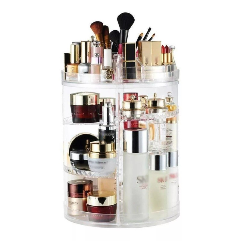 BEAUTYDISTRICTMX Organizador Acrílico Giratorio Maquillaje Cosmeticos