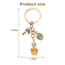 AUCELI Car Keychain, 2PCS Island Palm Tree Vehicle Key Chain, Metal Automotive Key Ring Holder Accessories, Universal Fit (Style C)