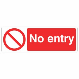 300mmx100mm No Entry Sign Rigid Plastic