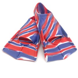 Gugmoy Limited Edition Swimming Training Fins,Comfortable Silicone Swim Fin for Swimming and Diving,Size Suitable Beginners Kids Girls Boys Adults (2Z-BlueWhiteRed, L)