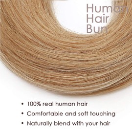 Hair Bun Hair Piece Human Hair Messy Bun Scrunchies Real Hair Updo Hairpieces Remy Donot Elegant Chignon Easy Bun Blonde Bun Extensions For Women 1PC 23g #27 Dark Blonde