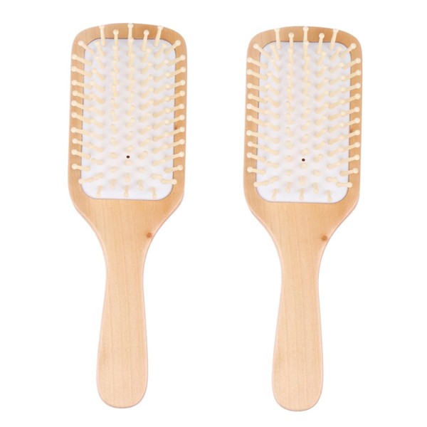 Ipetboom 2pcs Wooden Scalp Massage Comb Hair Combs Detangler Brush