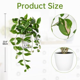 Briful Fake Plants Indoor Greenery Realistic Faux Trailing Plant Artificial Potted Plants in White Pot Pink N' Joy Leaf Houseplant for Living Room Table Kitchen Counter Shelf