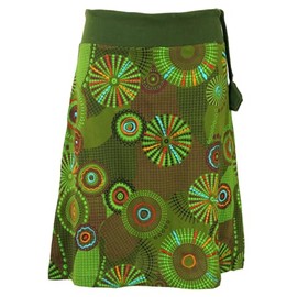 Guru-Shop Embroidered, Knee-Length Skirt, Boho Chic, Retro Mandala - Ladies’ Cotton Skirt / Short Alternative Clothing - Skort