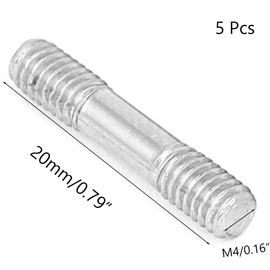 TOP-VIGOR 5Pcs Double End Threaded Stud Screw Bolt, M4x20mm 304 Stainless Steel Rod Bolts Thread Reducer Adapter, Adjustable Push Rod Stud for Furniture Hardware Machinery Maintenance and Fixes