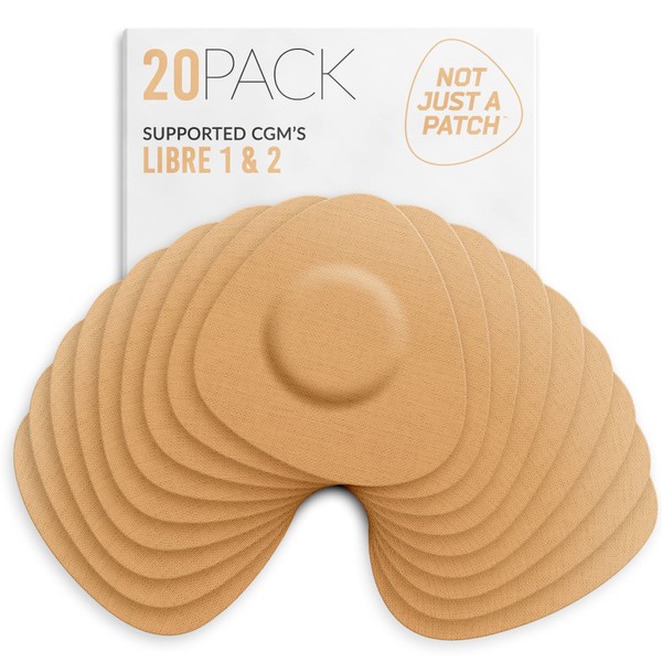 Not Just A Patch Freestyle Libre 2 Sensor Covers (20 Pack) CGM Sensor Patches for Freestyle Libre 2 - Water Resistant & Durable for 10-14 Days - Pre-Cut in Beige