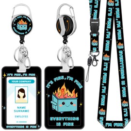 Hancynir Lanyards for Id Badges, Dumpster on Fire Badge Holder with Retractable Reel Clip, Funny Work Name Tags Keychain Lanyard ID Card Protector Cover Case for Women Teacher Nurse Doctor Office