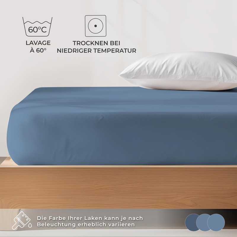 Dreamzie Premium Fitted Sheet 80 x 200 cm Blue, Fitted