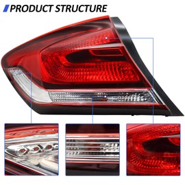 Left/Driver Side Tail Light Fit For 2013-2015 Honda Civic 4 Door Sedan, Halogen Rear Outer Brake Tail Lamp Bulbs Included (Left/Driver Side)