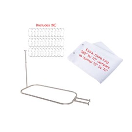 Utopia Alley Rustproof Aluminum Hoop Shower Rod | Ceiling Support for Clawfoot Tub, Stylish Bathroom Decor with 36 Pcs Shower Curtain Hooks, Brushed Nickel + White Shower Curtain Set (58.3"L x 24"W)
