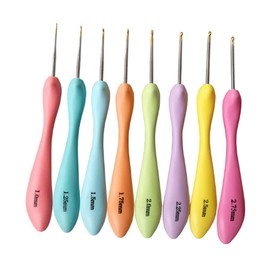 Katech Pack of 8 Crochet Hooks, Wavy Ergonomic Comfortable Grip Knitting Needle Set, Small Sizes, Lace Crochet Hook Set, DIY Yarn Weaving, Craft Tools for Fine Work and Lace Knitting (1.0 mm - 2.75