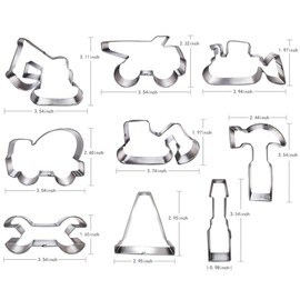 Construction Cookie Cutter Set-3 Inches-9 Piece- Excavator Digger Bulldozer Dump Truck Hammer Wrench Construction Tools Cutters Molds for Kids Construction Themed Party