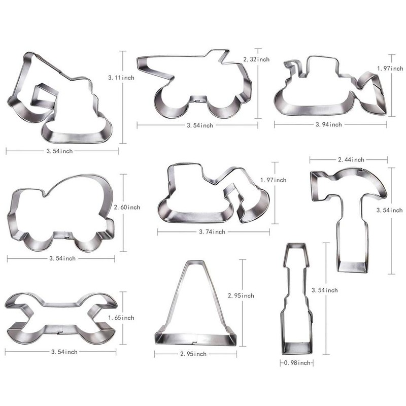 Construction Cookie Cutter Set-3 Inches-9 Piece- Excavator Digger Bulldozer Dump