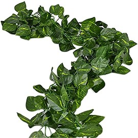 84 feet 12 Pack Fake Vines Artificial Ivy Leaves Plants Hanging Greenery Plant Garland for Bedroom Office Wall Decor Indoor Outdoors (84Ft Artificial Scindapsus Leaves)