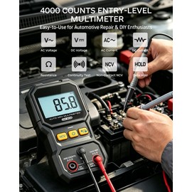 LINXINO DM202 Mini Multimeter, 4000 Counts True RMS Auto-Ranging, NCV, Voltage/Current/Resistance/Continuity, Data Hold Backlight, Portable Pocket Meter for Auto Home Electrical Test