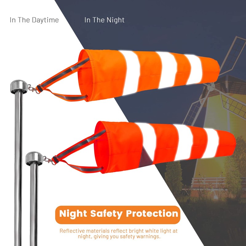 2Pcs Hanging Reflective Windsock Flags for Outside Rip Stop Airport