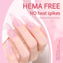 idyllbeauty Hema Free Builder Base Gel, Jelly Pink, Can be Used by Pregnant Women, 4 in 1 Builder Base Gel Strengthener, Thickening & Repair