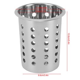 Utensil Holder 8.6 X 13.8 X 9.5cm 304 Stainless Steel Utensil Crock Mess Proof Cooking Utensil Organizer Canister for Kitchen Counter(with Holes)