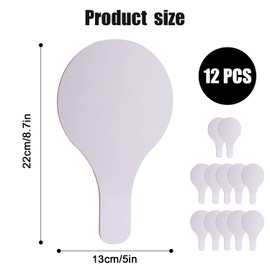 12pcs Dry Erase Answer Paddle, Round White Board with Handle Answer White Boards Dry Erase Answer Board for Office School Classroom Teaching Meeting Family Party (8.7x5.2inch)