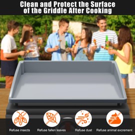 BESSIO Silicone Griddle Mat Cover for Blackstone - 17 Inch True All-Encompassing Coverage Heavy Duty Food Grade Grill Buddy Mat, All Season Cooking Surface Protective Cover