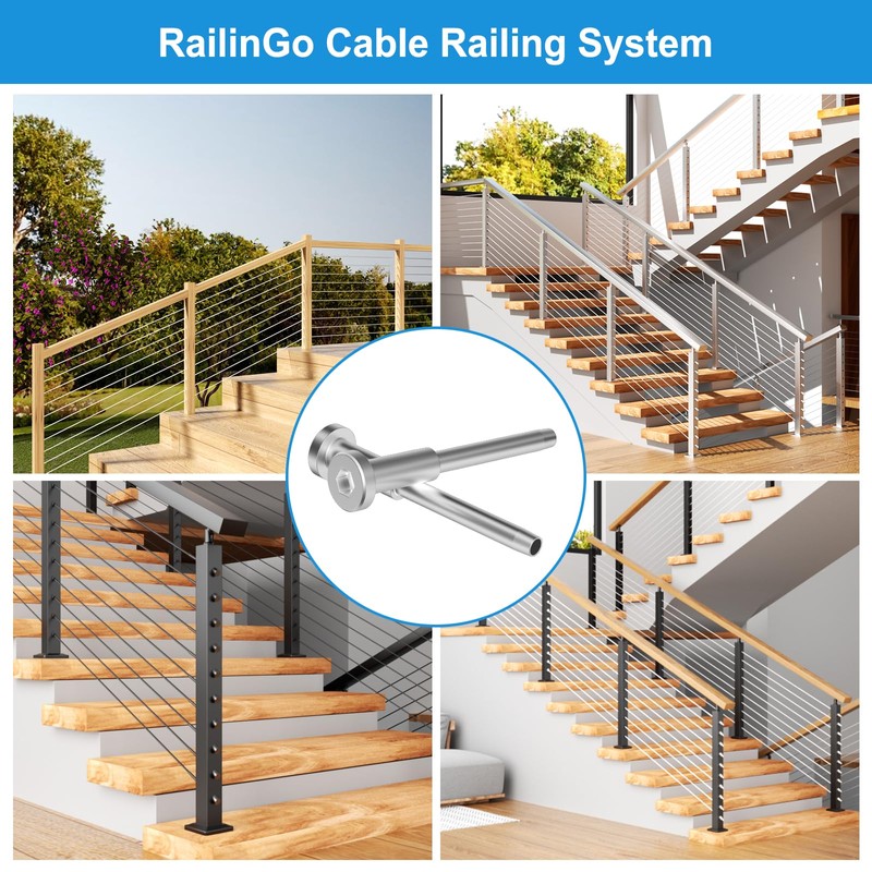 RailinGo 50Pack 1/8" Invisible Cable Railing Kit, T316 Stainless Steel