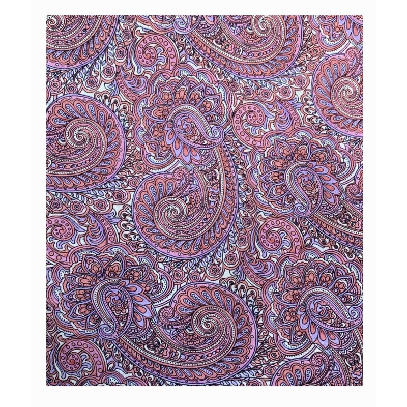 Paisley Silk Scarf 34.5" Raspberry/White