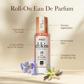 EL:KISS Roll On Perfume, Iris & Vanilla Inspired by La V. E. Belle, Eau de Parfum 12mL (.40 Fl Oz), Hydrating & Long-Lasting, Alcohol & Mineral Oil-Free, Infused With Jojoba, Argan & Coconut Oil