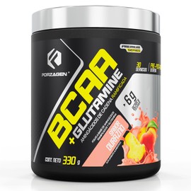 Forzagen  Aminocidos BCAA  Glutamine  8 g de BCAA 211  2 g de L-Glutamina  30 Servicios  Sabor Durazno  Post-Intra Entrenamiento  Con Complejo de...  