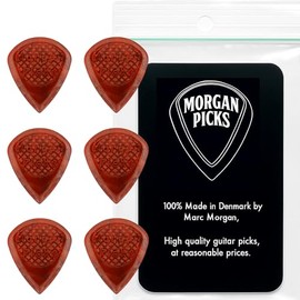 SJ1 Púas de guitarra para tocar con precisión – Púas de guitarra en forma de jazz, púa de guitarra con agarre fuerte, rojo/negro, fabricado en Dinamarca