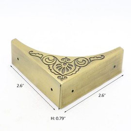 JfwuHap Metal Box Corner Guard, 4Pcs Bronze Triangle Edge Decorative Metal Corner Edge Safety Bumpers Furniture Corner Cover Guard 2.6" x 2.6" x 0.79 " (Bronze)