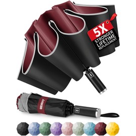 Seniny Inverted Travel Umbrella, Automatic Umbrellas for Rain, Windproof Compact Umbrella with Reflective Stripe, Folding UV Umbrella Sun Umbrella, Portable Large Umbrella for Backpack, Lightweight