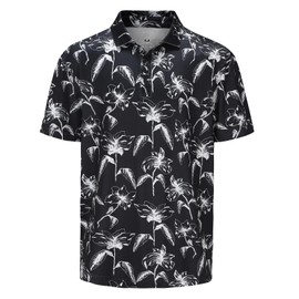 MOHEEN Mens Polo Shirts Short Sleeve Sleeve Golf Tennis Polo T Shirts Moisture Wicking Printed Shirts for Men Black Flower(12#4XL)