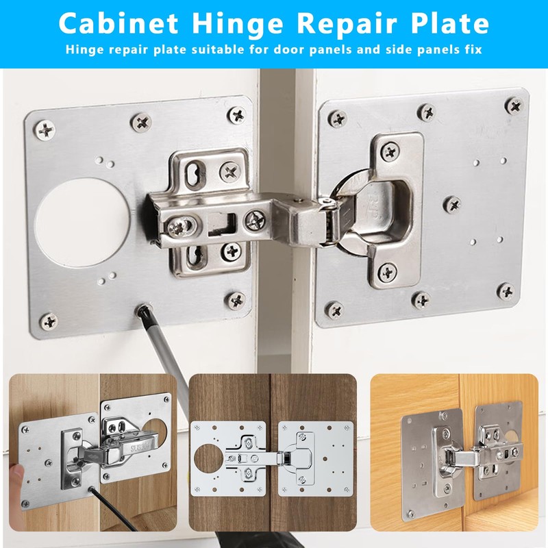 12 Pcs Stainless Steel Cupboard Hinges, Brackets, 96 Screws &