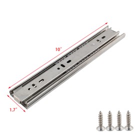 Coshar 1 Pair 10 Inch Stainless Steel Heavy Duty Full Extension Ball Bearing Drawer Slides Full Extension Ball Bearing Drawer Slides for Dresser, Kitchen Cabinet, 10 Inch Stainless Steel Enhanced