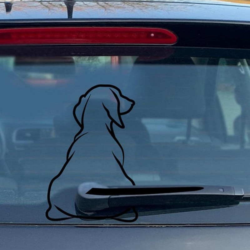 White Funny Dog Car Rear Window Wiper Wiggle Tail Sticker